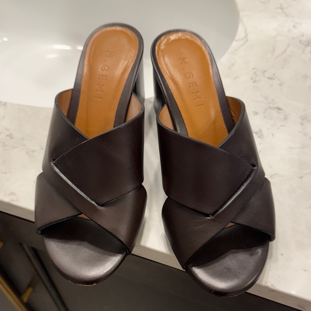 M. Gemi Women's Dark Brown Leather Mules